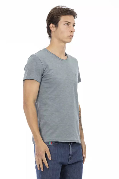  - Gray Cotton Men T-Shirt