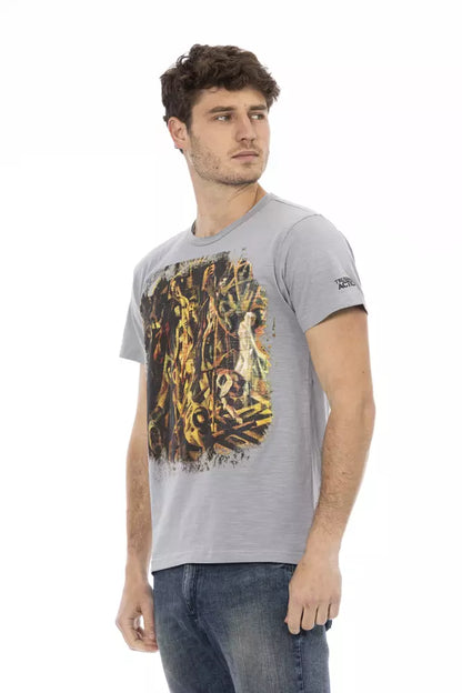  - Gray Cotton Men T-Shirt