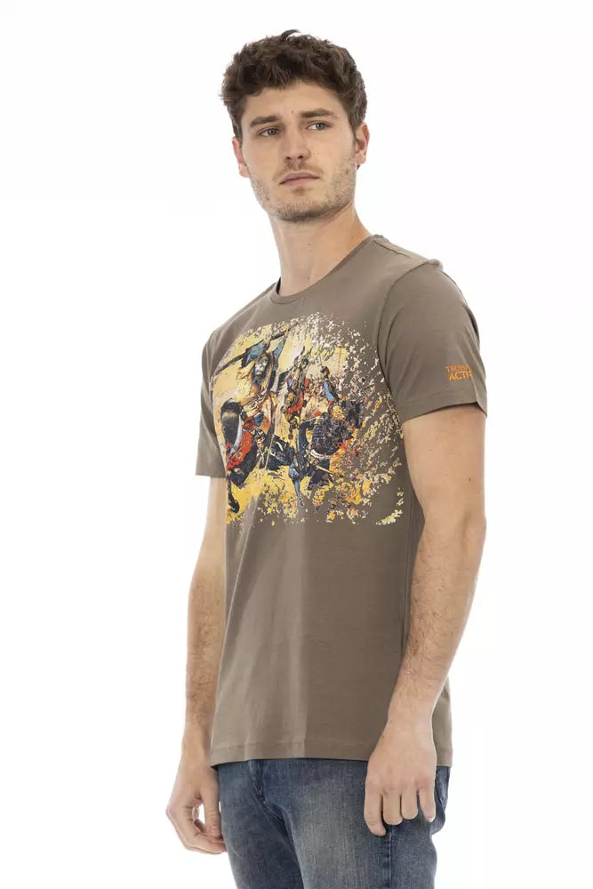  - Brown Cotton Men T-Shirt