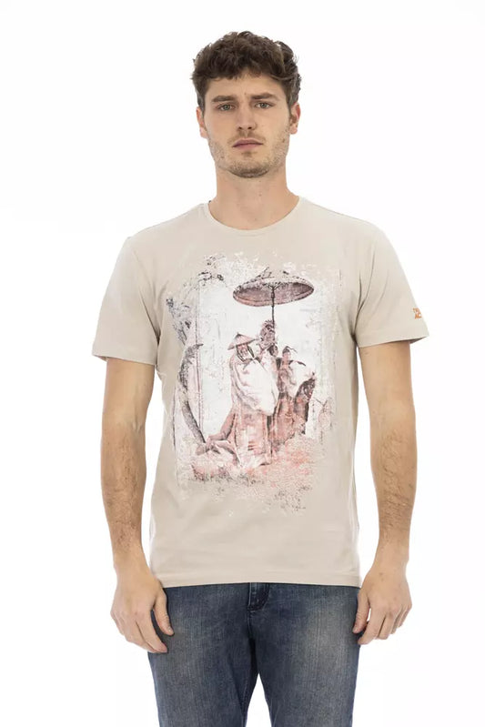  - Beige Cotton Men T-Shirt