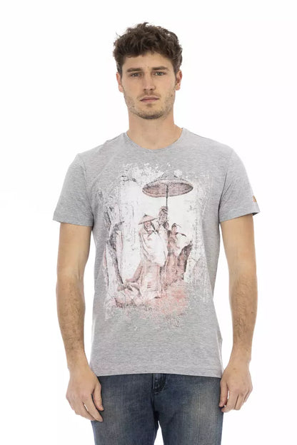  - Gray Cotton Men T-Shirt