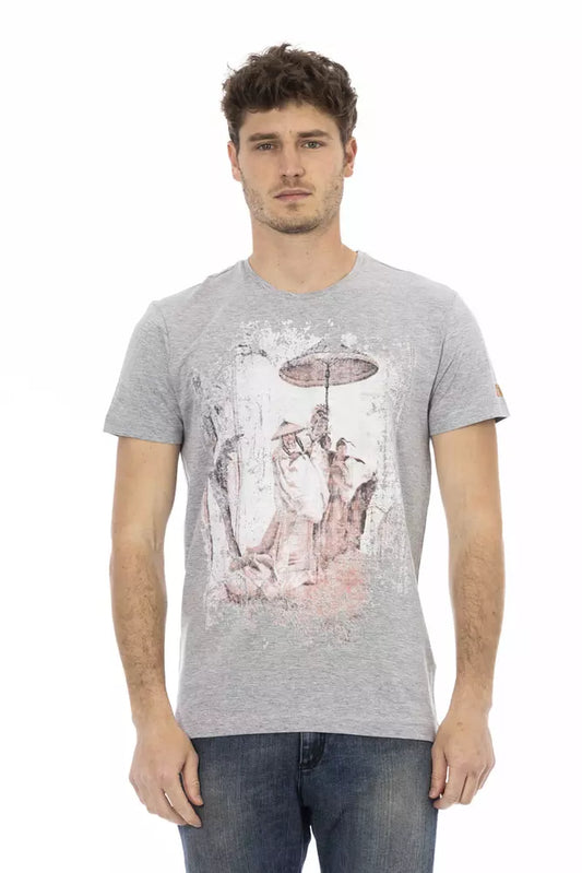  - Gray Cotton Men T-Shirt