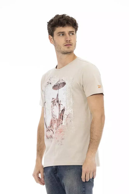  - Beige Cotton Men T-Shirt