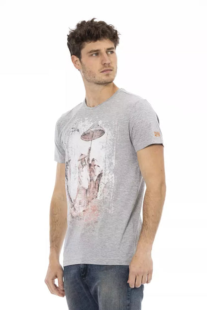  - Gray Cotton Men T-Shirt