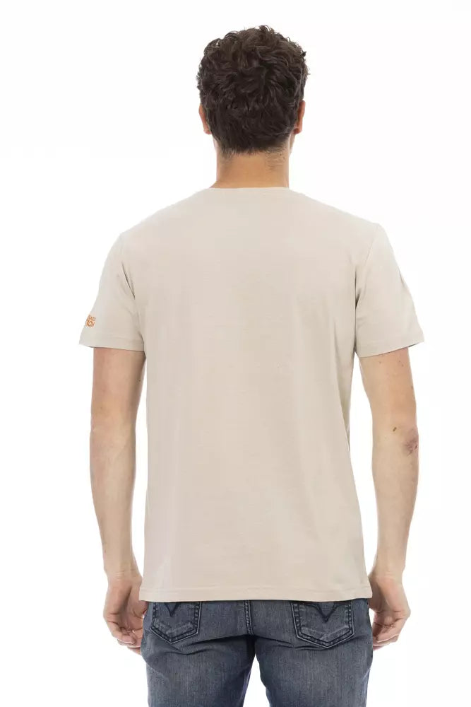  - Beige Cotton Men T-Shirt