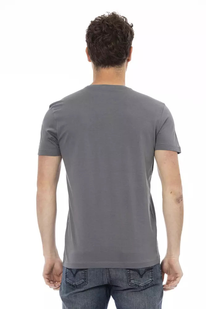  - Gray Cotton Men T-Shirt