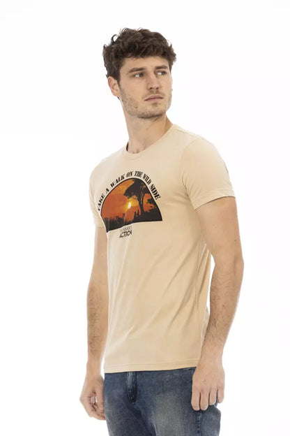  - Beige Cotton Men T-Shirt