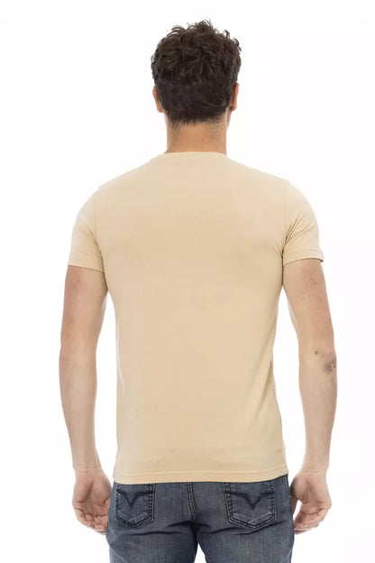  - Beige Cotton Men T-Shirt