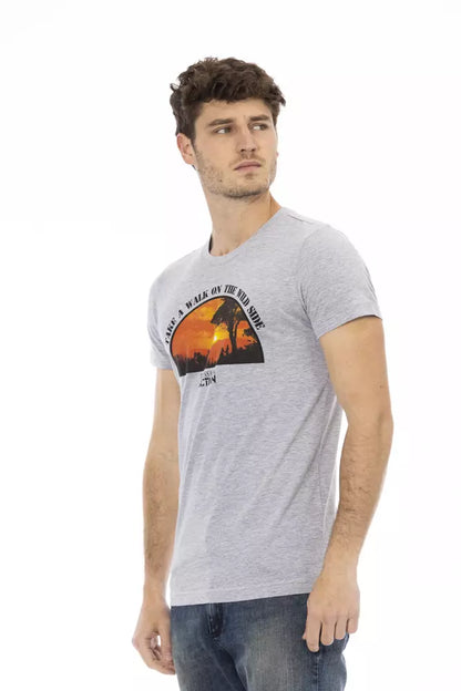  - Gray Cotton Men T-Shirt