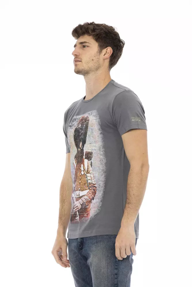  - Gray Cotton Men T-Shirt