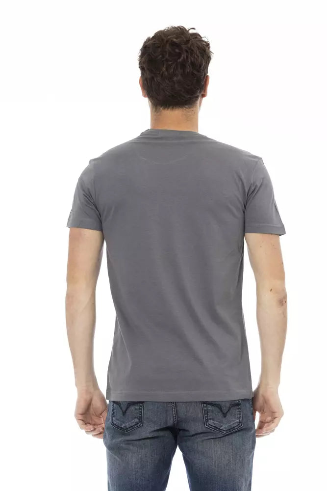  - Gray Cotton Men T-Shirt