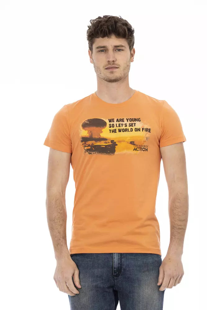  - Orange Cotton Men T-Shirt