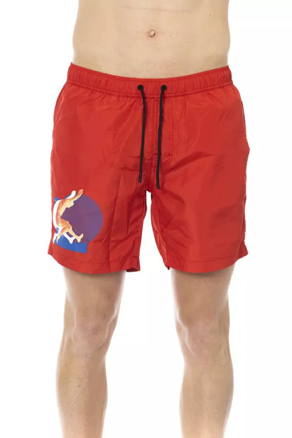  - Red Polyester Men Swim Short