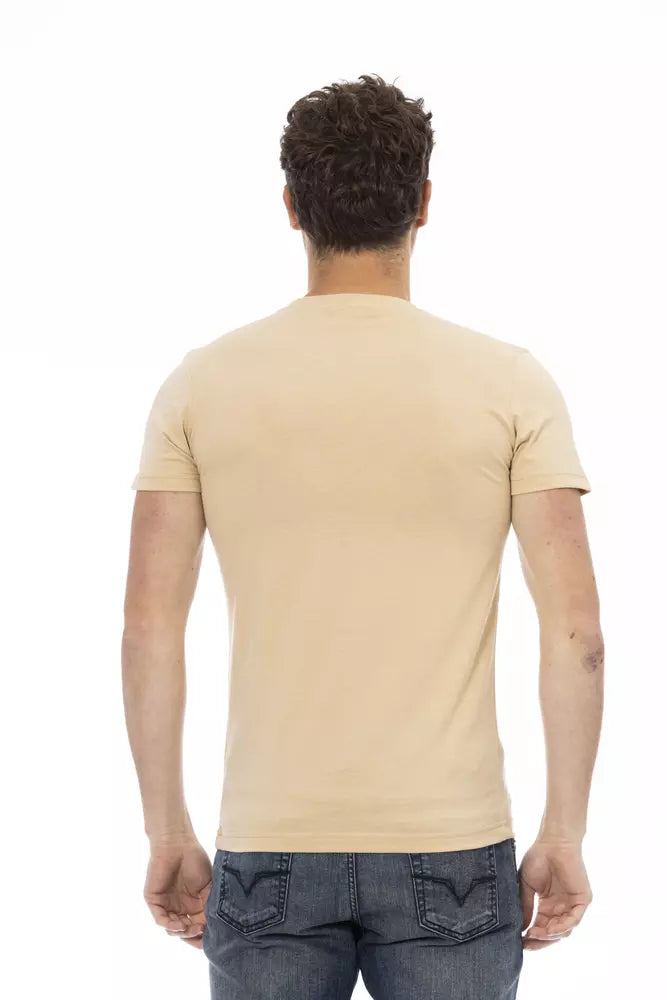  - Beige Cotton Men T-Shirt