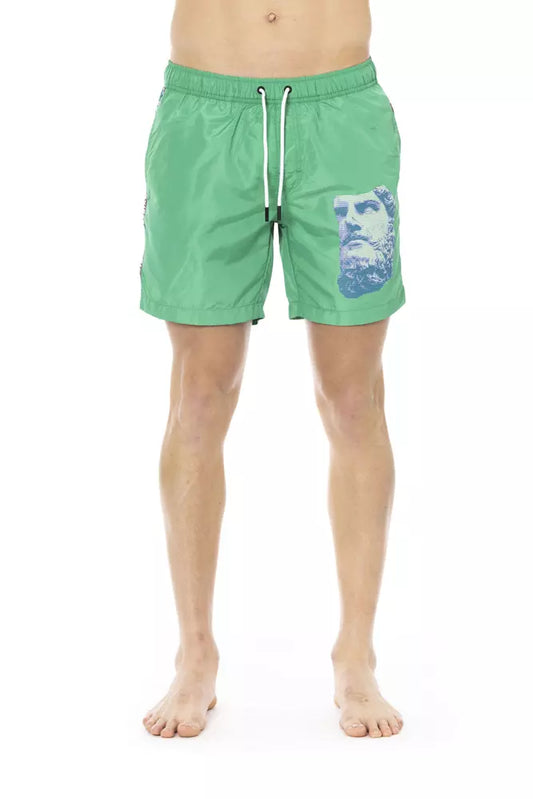  - Green Polyester Men Swim Short