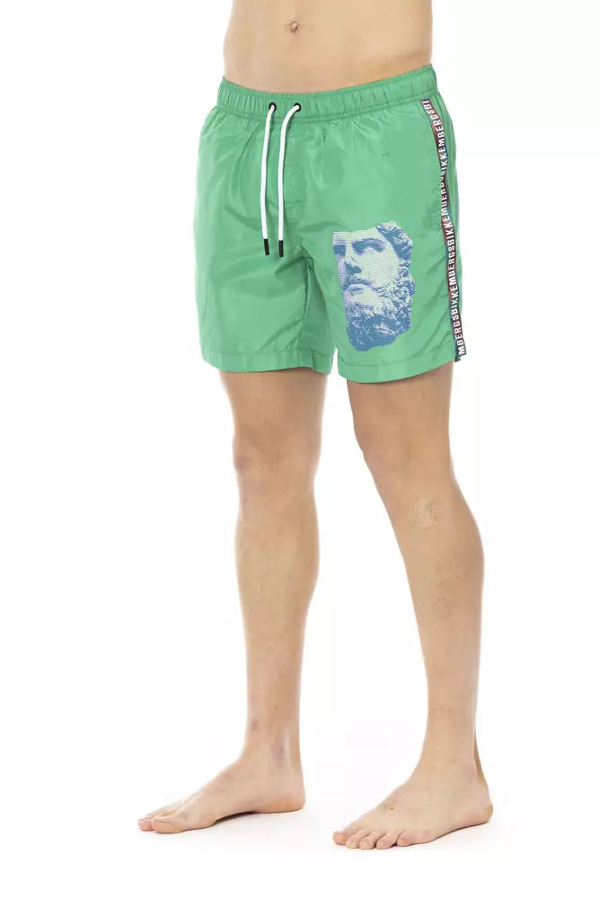  - Green Polyester Men Swim Short