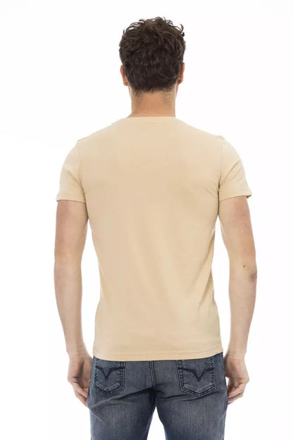  - Beige Cotton Men T-Shirt