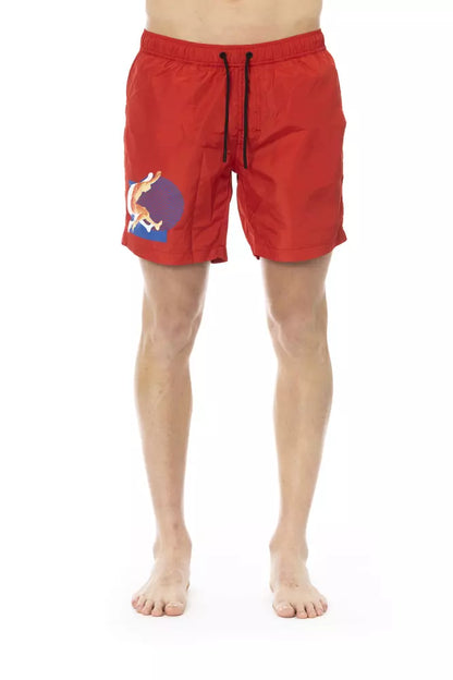  - Red Polyester Men Swim Short