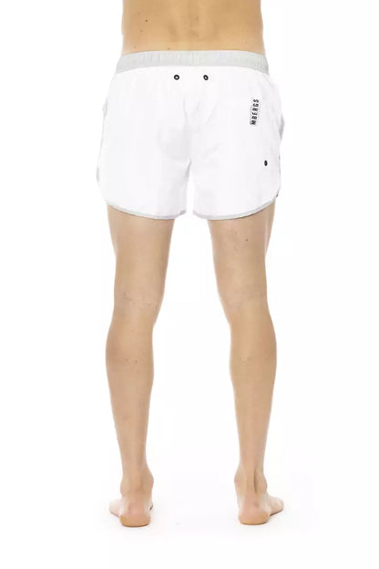  - White Polyester Men Swim Short