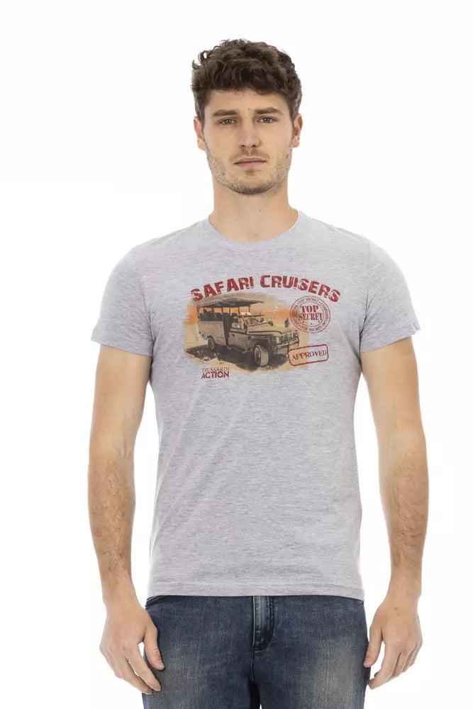  - Gray Cotton Men T-Shirt