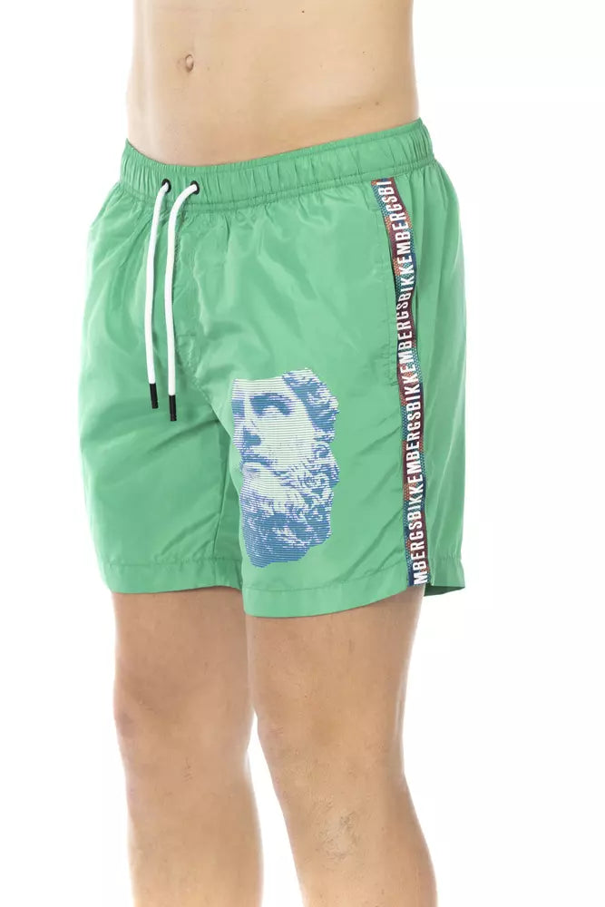  - Green Polyester Men Swim Short