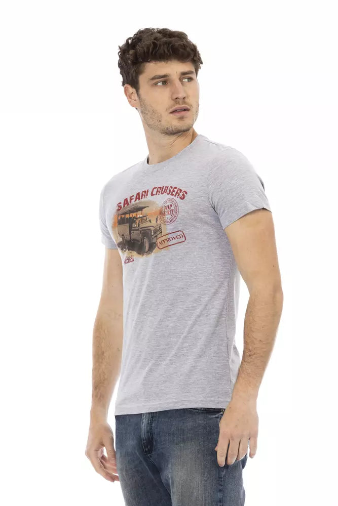  - Gray Cotton Men T-Shirt