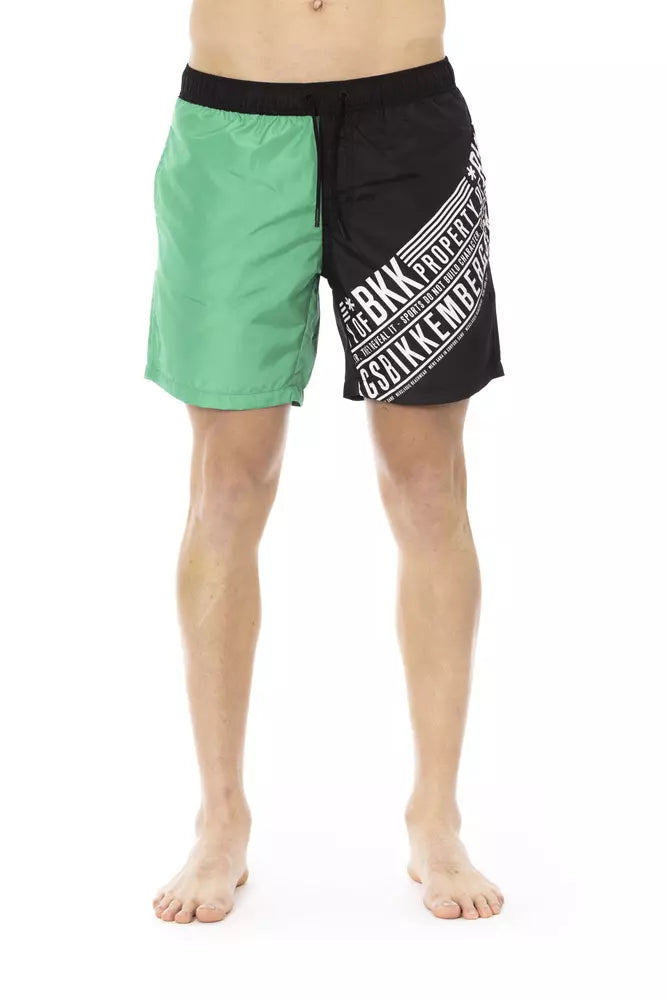  - Green Polyester Men Swim Short