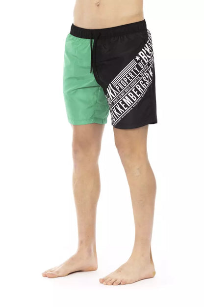  - Green Polyester Men Swim Short