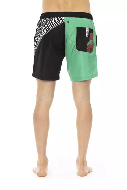  - Green Polyester Men Swim Short