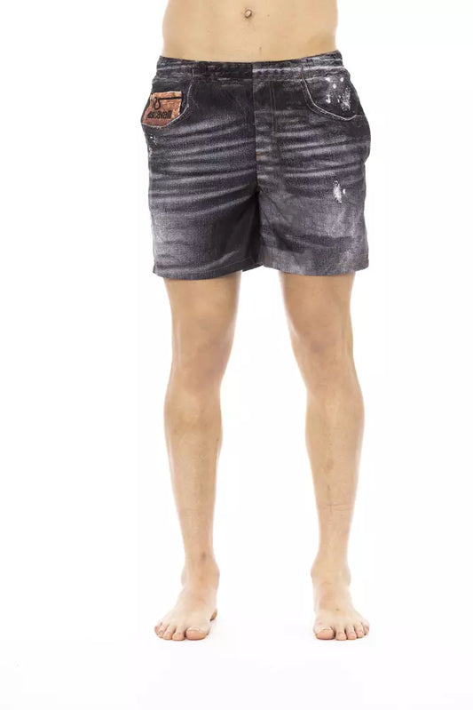  - Black Polyester Men's Swim Short