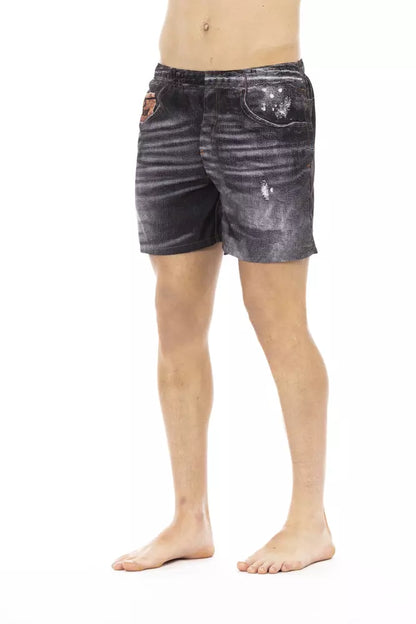  - Black Polyester Men's Swim Short