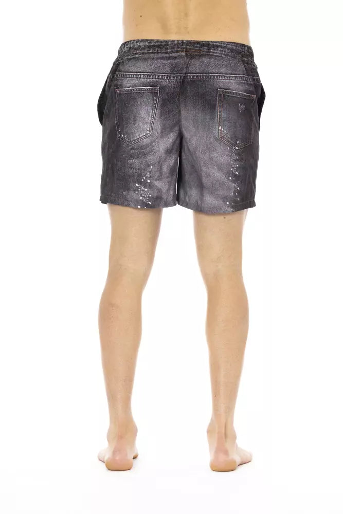  - Black Polyester Men's Swim Short