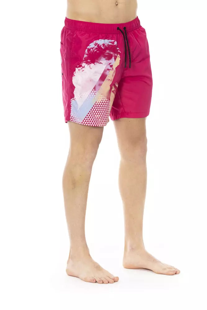  - Fuchsia Polyester Men Swim Short