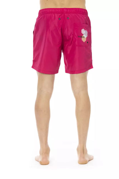  - Fuchsia Polyester Men Swim Short