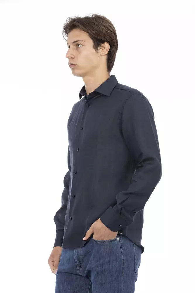  - Blue Linen Men Shirt