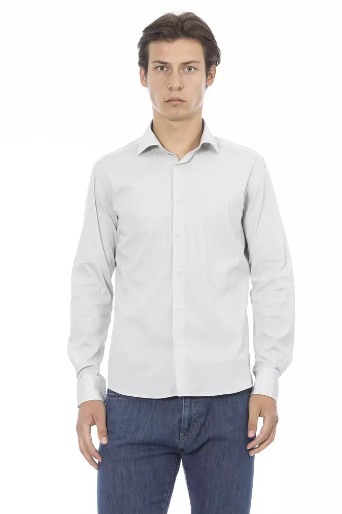  - Gray Cotton Men Shirt