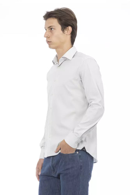  - Gray Cotton Men Shirt