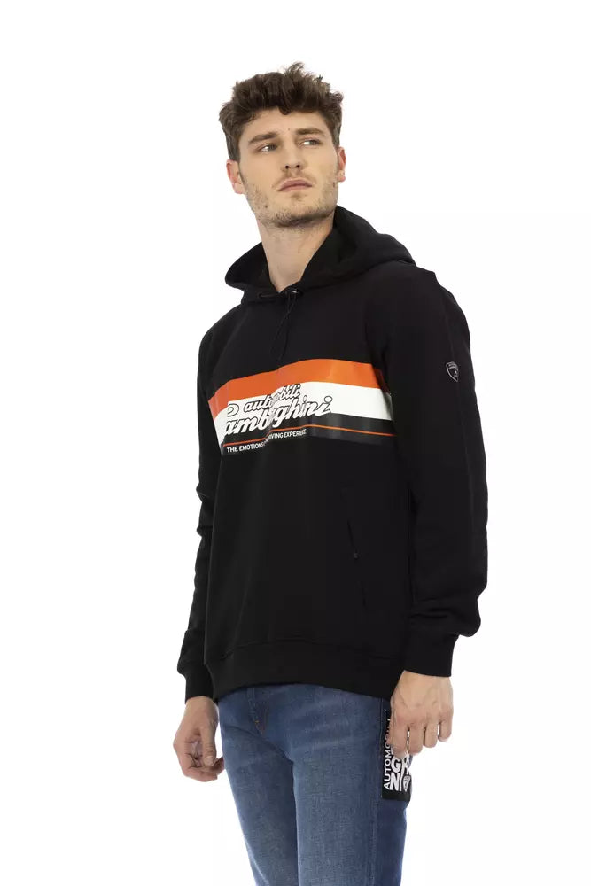  - Black Cotton Men Sweater with Hood