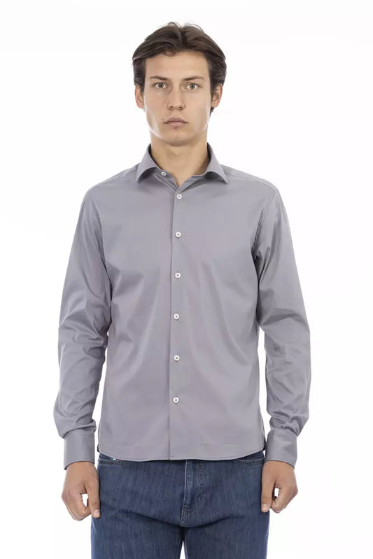  - Gray Cotton Men Shirt