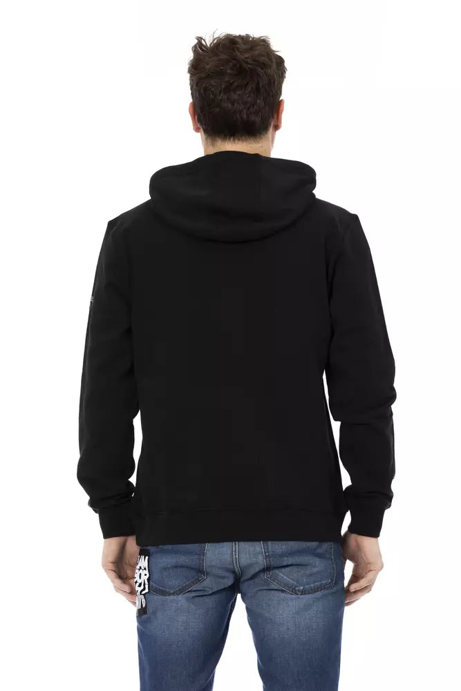  - Black Cotton Men Sweater with Hood