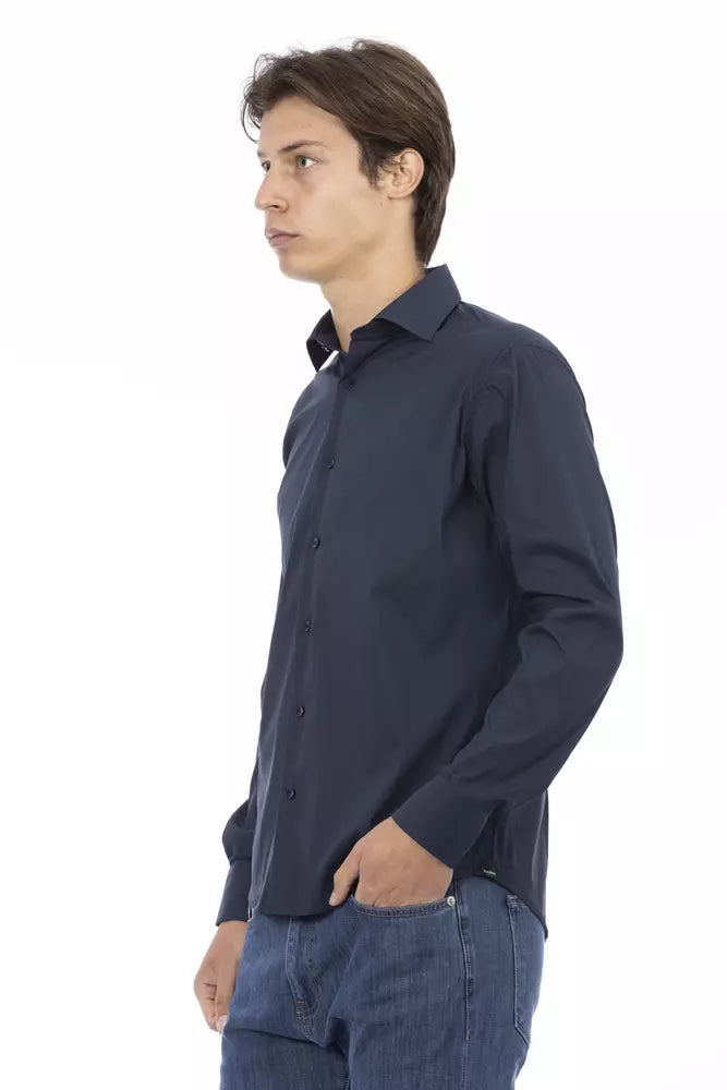  - Blue Cotton Men Shirt