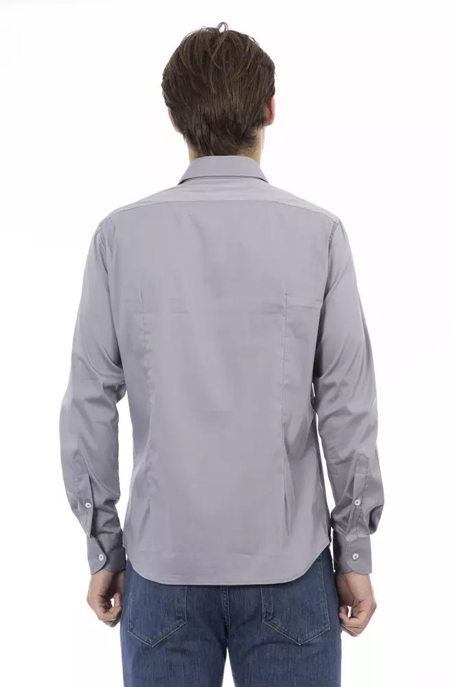  - Gray Cotton Men Shirt