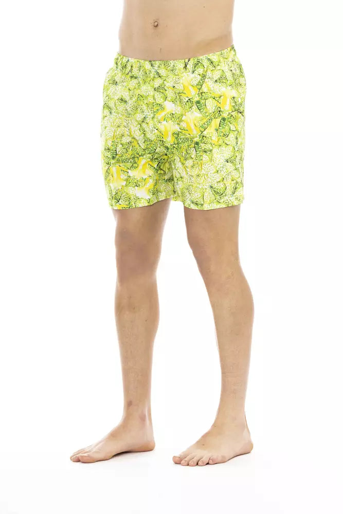 Green Polyester Men's Swimwear Shorts