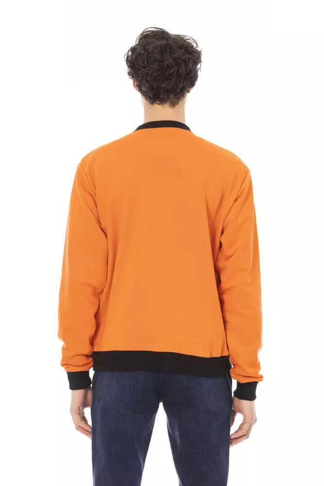 Orange Cotton Men Sweater