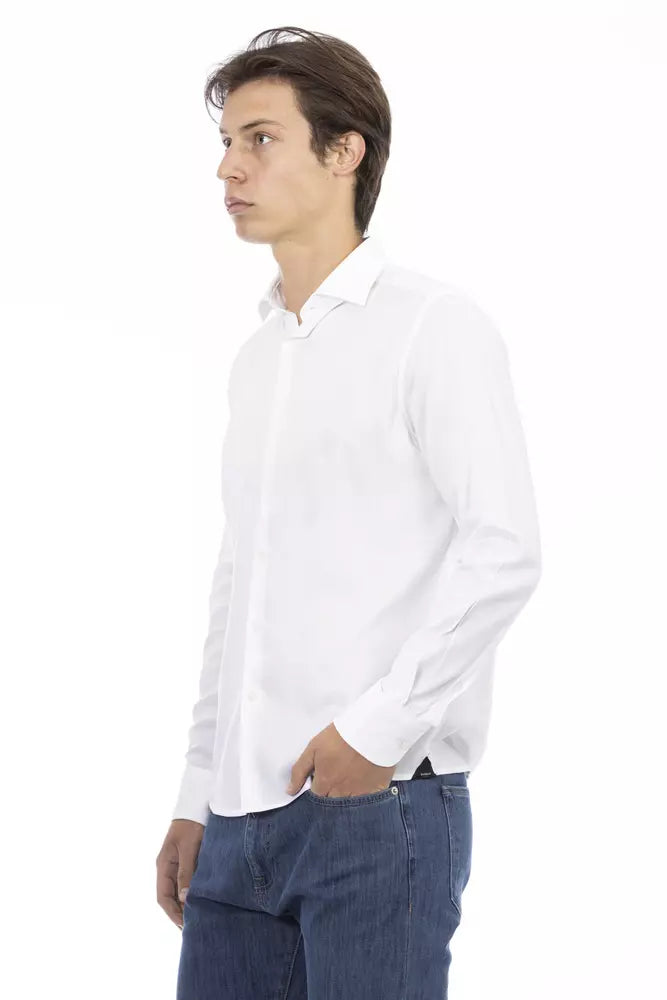  - White Cotton Men Shirt