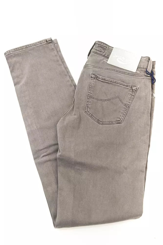 Gray Cotton-Blend Women Jeans