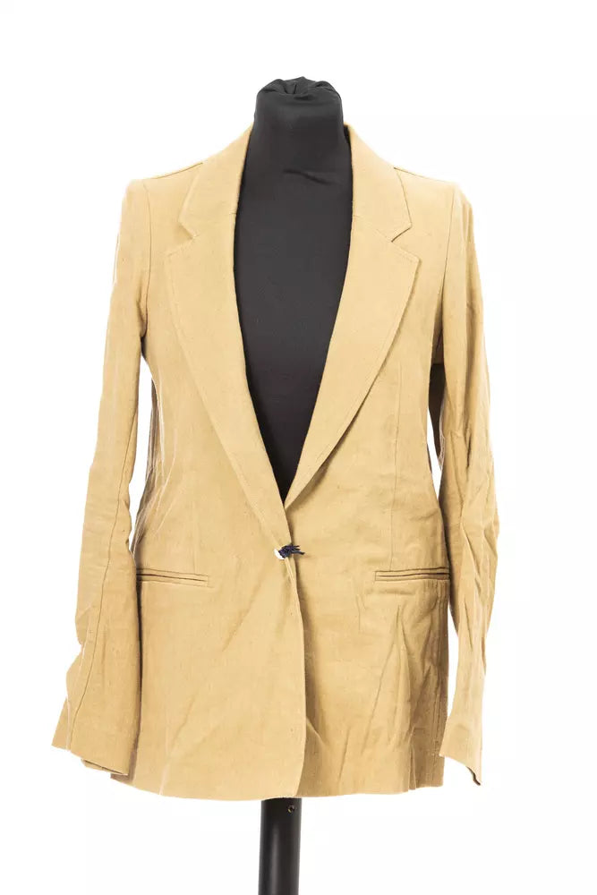  - Beige Cotton Women Blazer