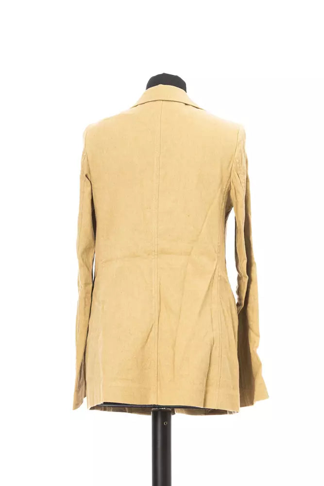  - Beige Cotton Women Blazer