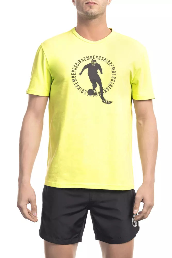  - Yellow Cotton Men T-Shirt