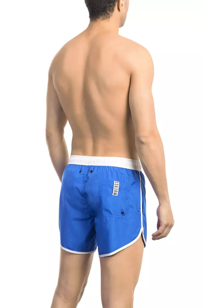  - Blue Polyester Mens Swim Short